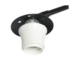 Ariana 1-lichts Vloerlamp Zwart met Wit Linnen hoge kap