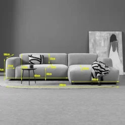 Bank Ocean Chaise longue rechts - Boston Cement Linnen