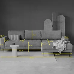 Bank Oreo Chaise longue rechts linnen beige
