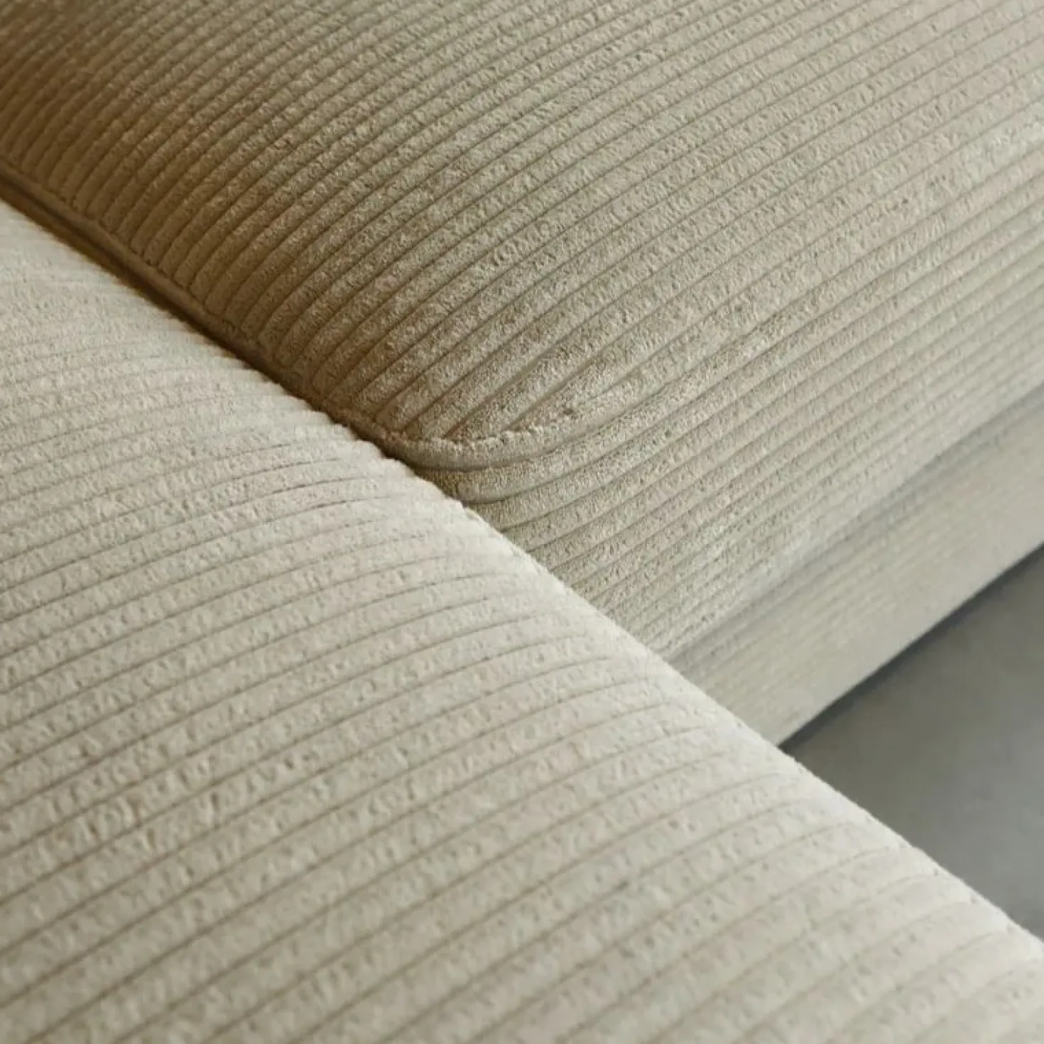 Bank Uno Chaise longue links ribstof beige