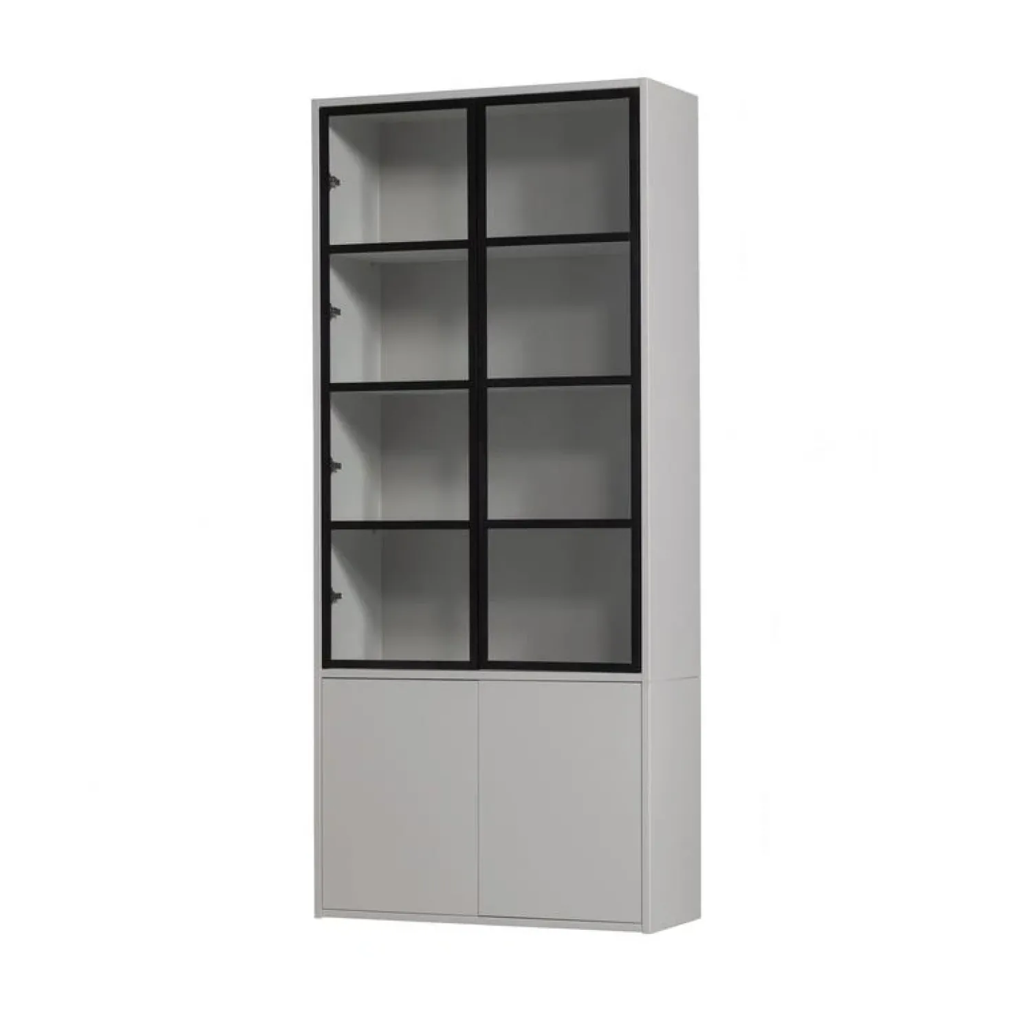 Basic Vitrinekast 4-deurs grenen grijs 101cm
