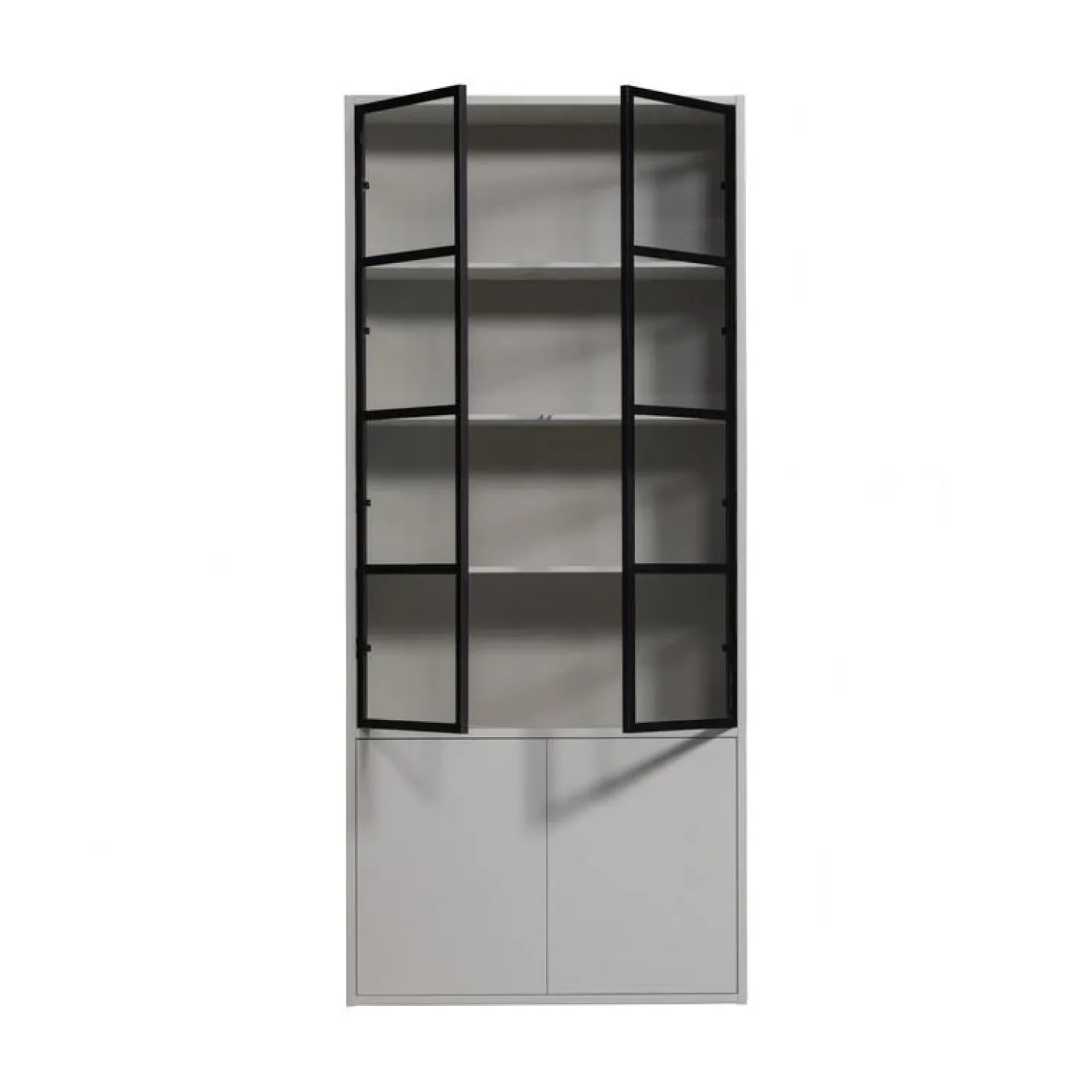 Basic Vitrinekast 4-deurs grenen grijs 101cm
