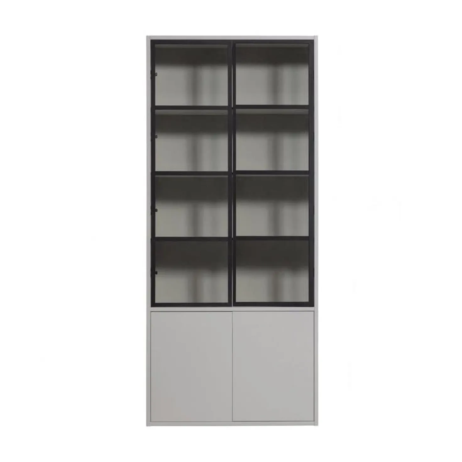 Basic Vitrinekast 4-deurs grenen grijs 101cm