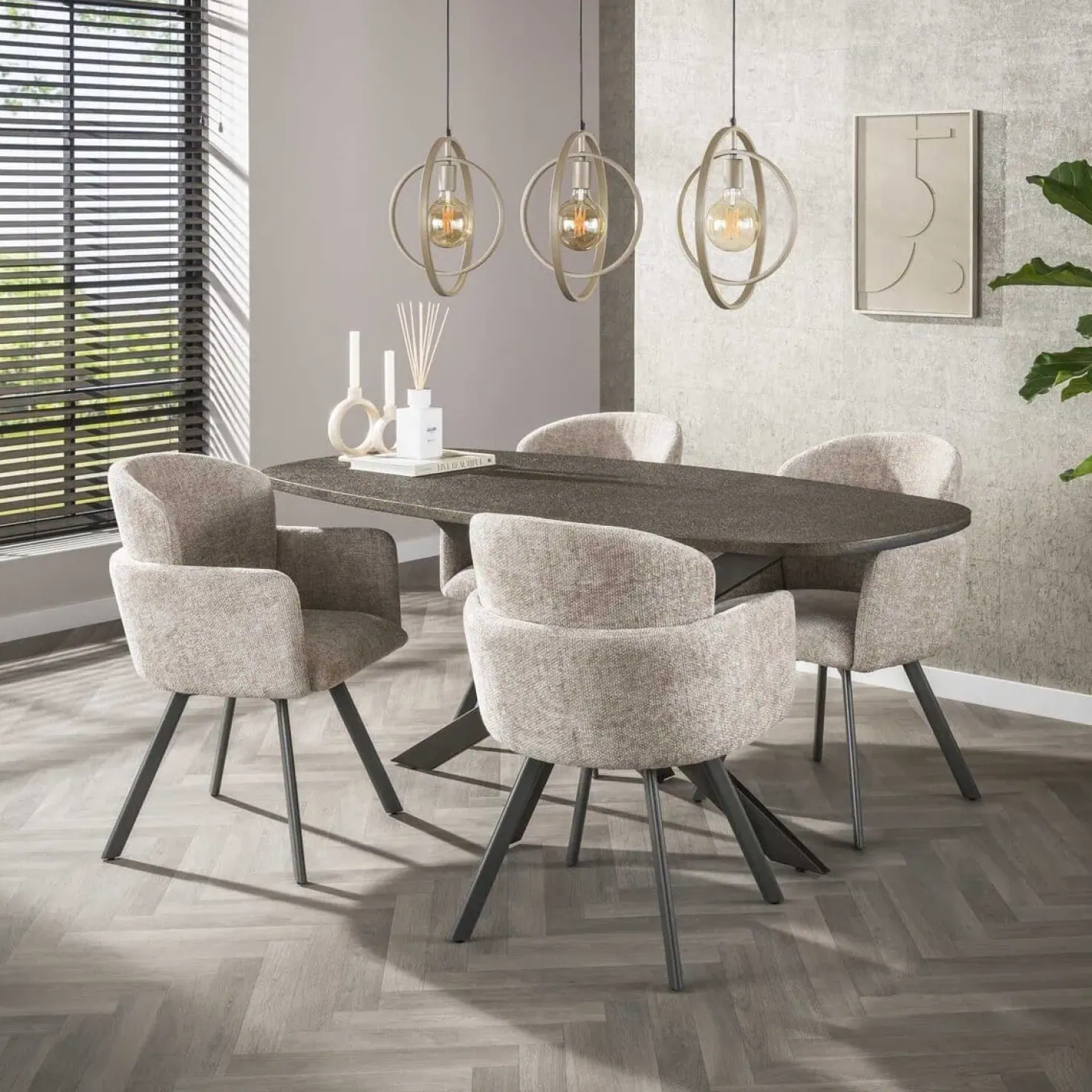 Bellamy 3-lichts Hanglamp Beige