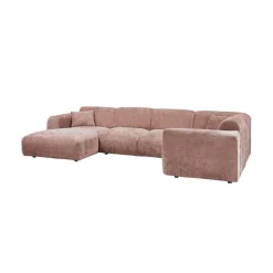 Cloud Hoekbank rechts geweven chenille taupe/roze