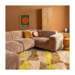 Cloud Hoekbank rechts geweven chenille taupe/roze