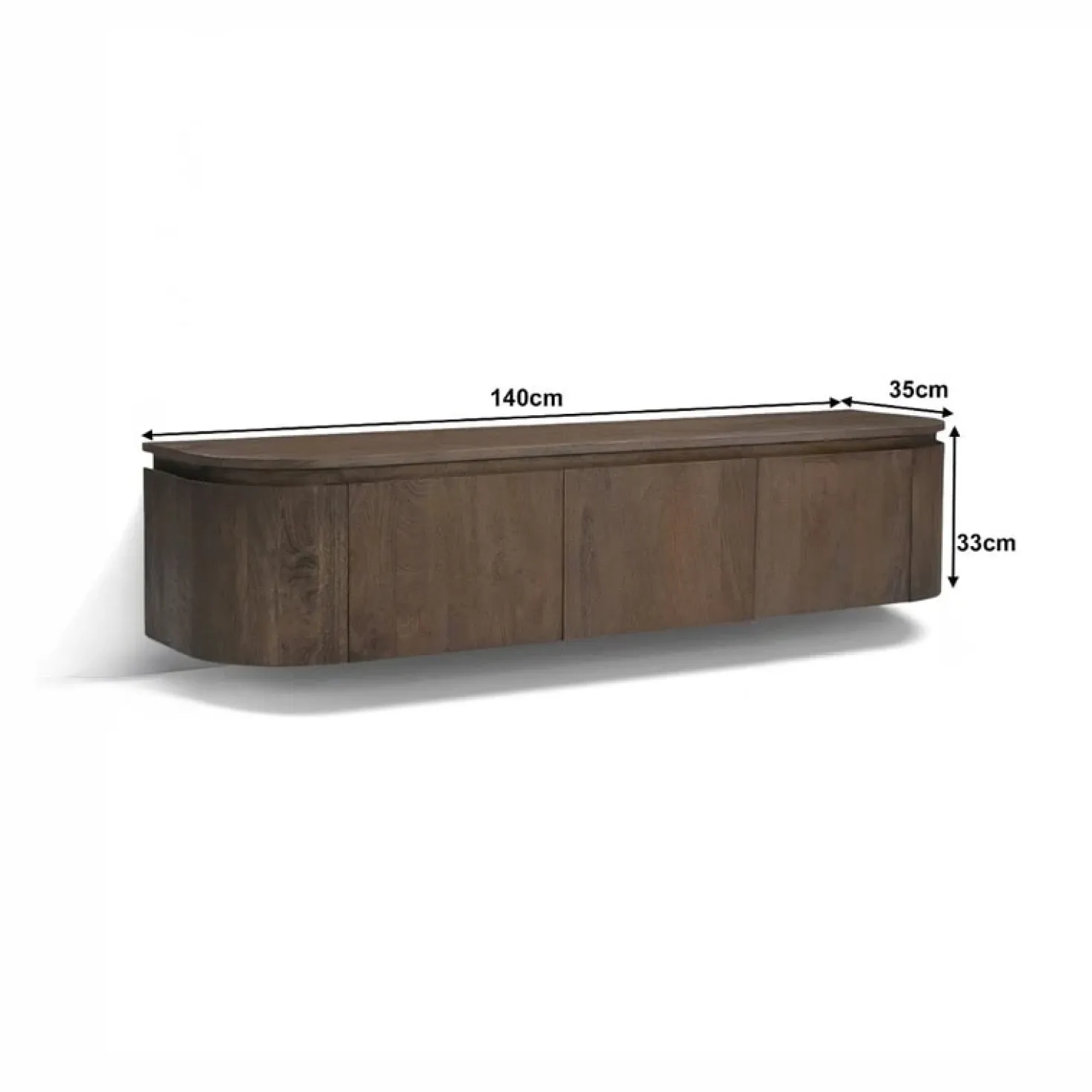 Cortez Zwevend Tv meubel rond walnoot 140cm