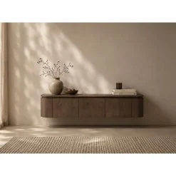 Cortez Zwevend Tv meubel rond walnoot 140cm