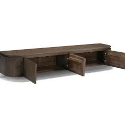 Cortez Zwevend Tv meubel rond walnoot 220cm