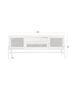 Dressoir Yasu Rotan Zwart 148cm