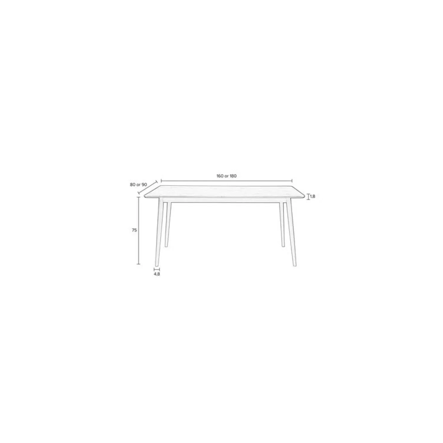 Eettafel Fabio Eikenhout 160cm
