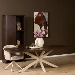 Eettafel Martin Deens ovaal Walnoot Zand poot 280cm