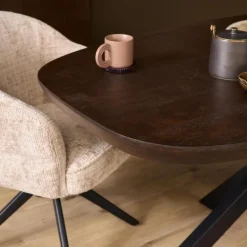 Eettafel Martin Deens ovaal Walnoot Zwarte poot 200cm