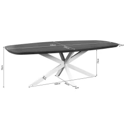 Eettafel Martin Deens ovaal Walnoot Zwarte poot 200cm