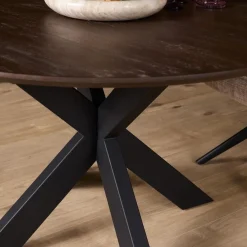 Eettafel Martin rond Walnoot Zwarte poot 130cm
