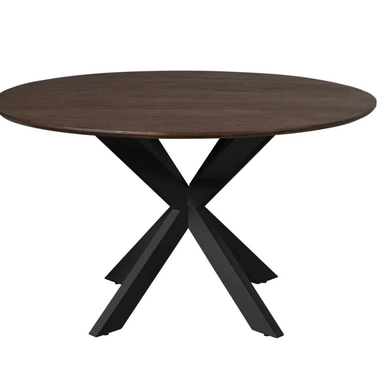 Eettafel Martin rond Walnoot Zwarte poot 130cm