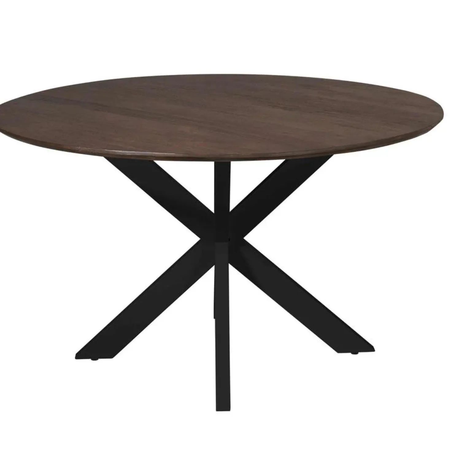 Eettafel Martin rond Walnoot Zwarte poot 130cm