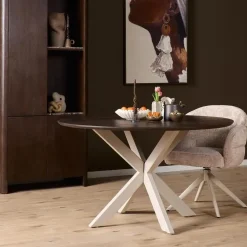 Eettafel Martin rond Walnoot Zand poot 110cm