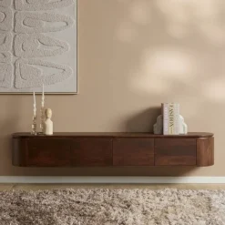 Evi Zwevend Tv meubel Walnoot Mangohout 200cm