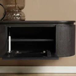 Evi Zwevend Tv meubel Zwart Mangohout 120cm