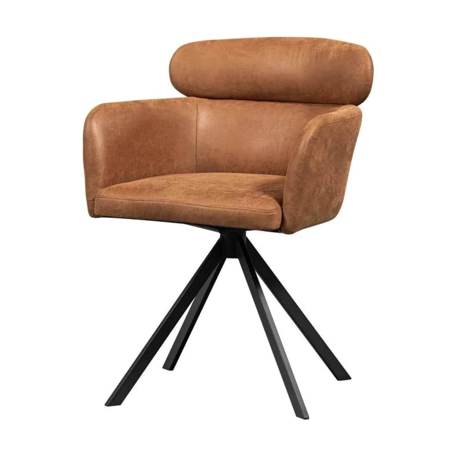Fenne Draaibare eetkamerstoel leerlook cognac
