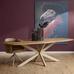 Ferry Eettafel Deens Ovaal Naturel Eiken met zand poot 240 cm