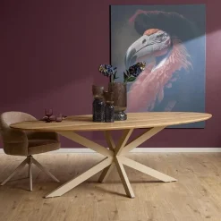 Ferry Eettafel Ovaal Naturel Eiken met zand poot 240 cm