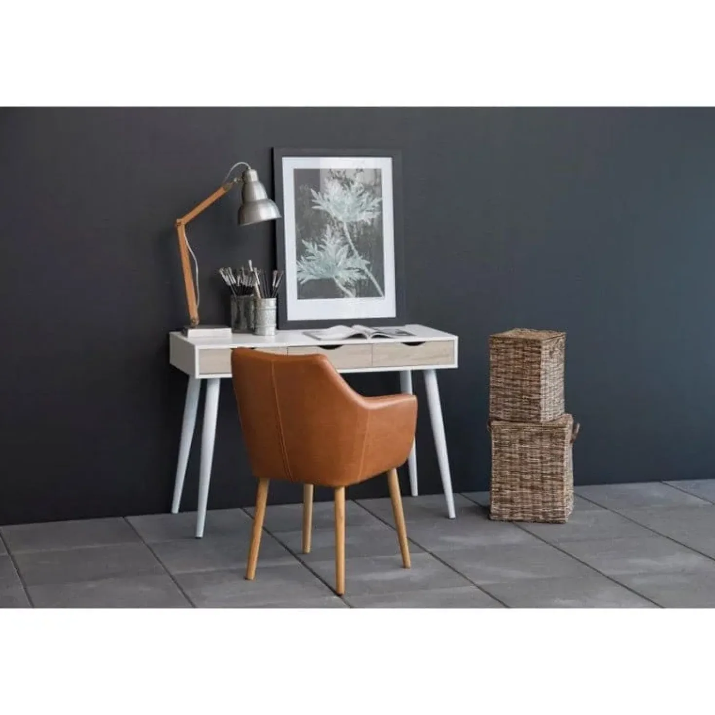 Freya Bureau Wit met Hout 110cm