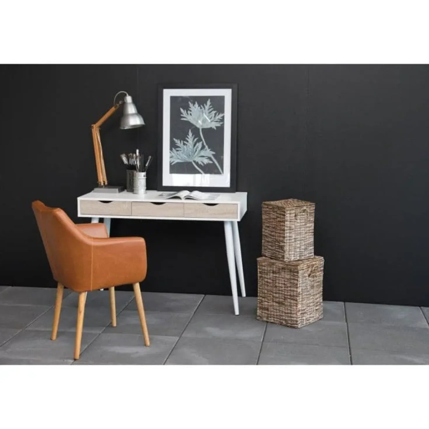 Freya Bureau Wit met Hout 110cm