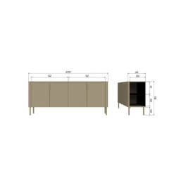 Gunnar Dressoir grenen matzwart 200 cm