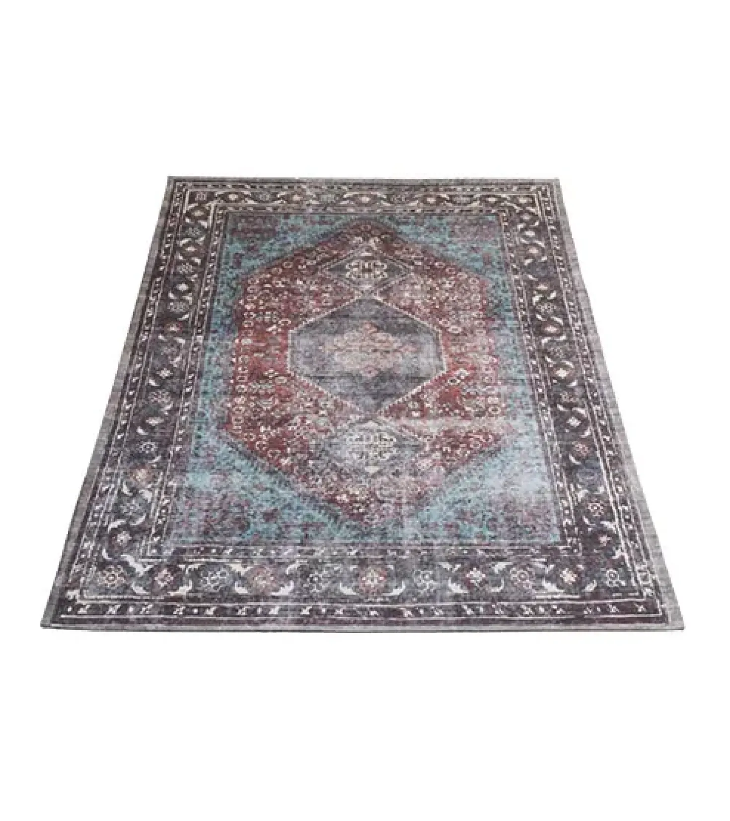 Hoomay vloerkleed vintage rechthoek rood/blauw