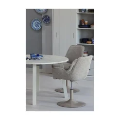 Janne Uitschuifbare eettafel rond eiken dakargrau 120/160/200cm