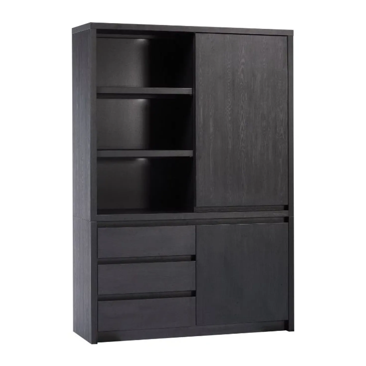 Kiara Vakkenkast 2-deur 3-vaks Zwart 138cm
