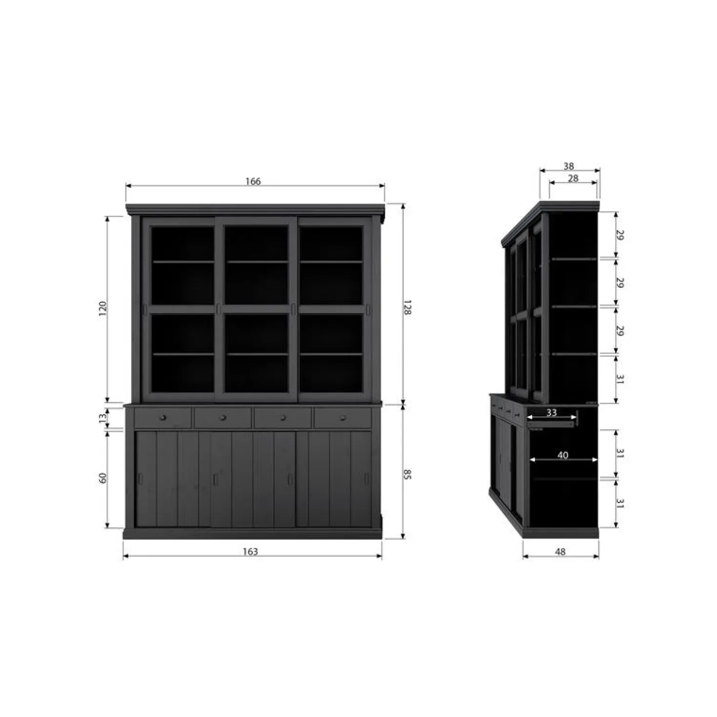 Lagos Buffetkast grenen wit 166cm