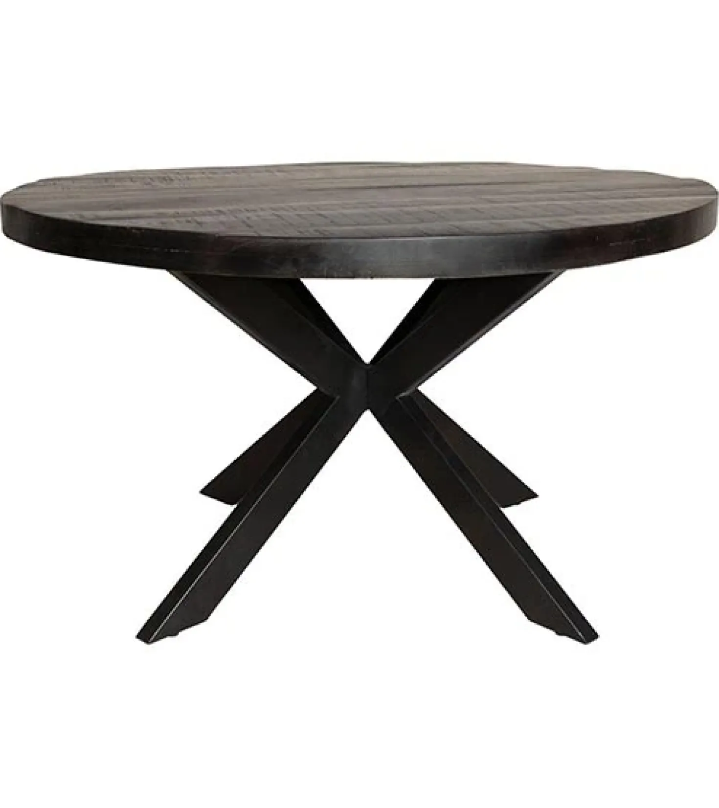 Morada eettafel industrieel rond mangohout zwart 130cm