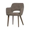 Murat Eetkamerstoel Taupe Met Houten Poot Bruin