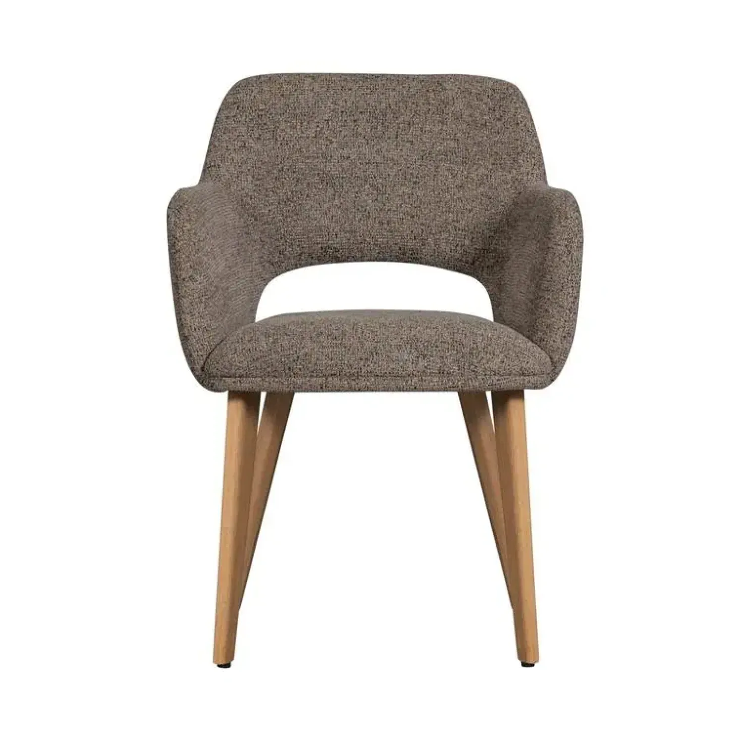 Murat Eetkamerstoel Taupe Met Houten Poot Naturel