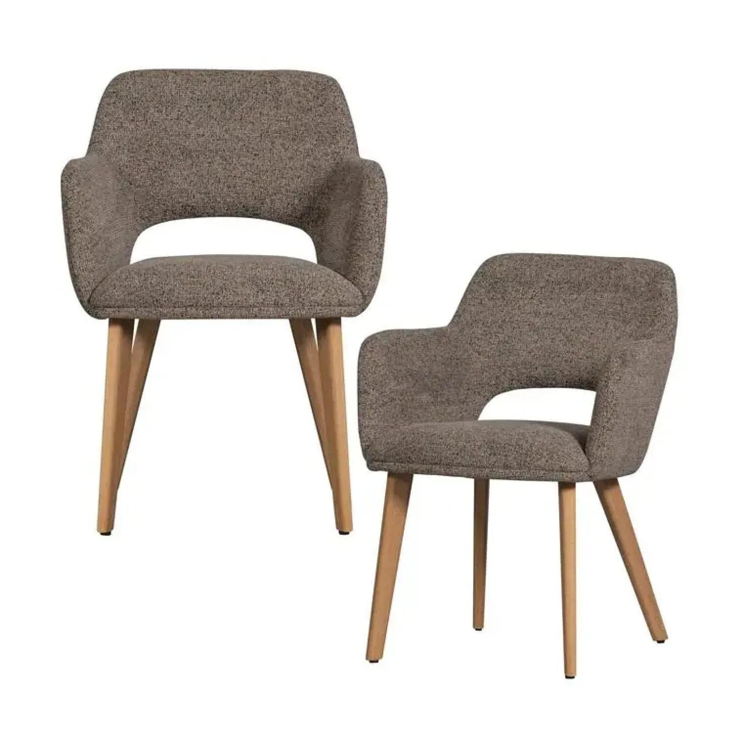Murat Eetkamerstoel Taupe Met Houten Poot Naturel