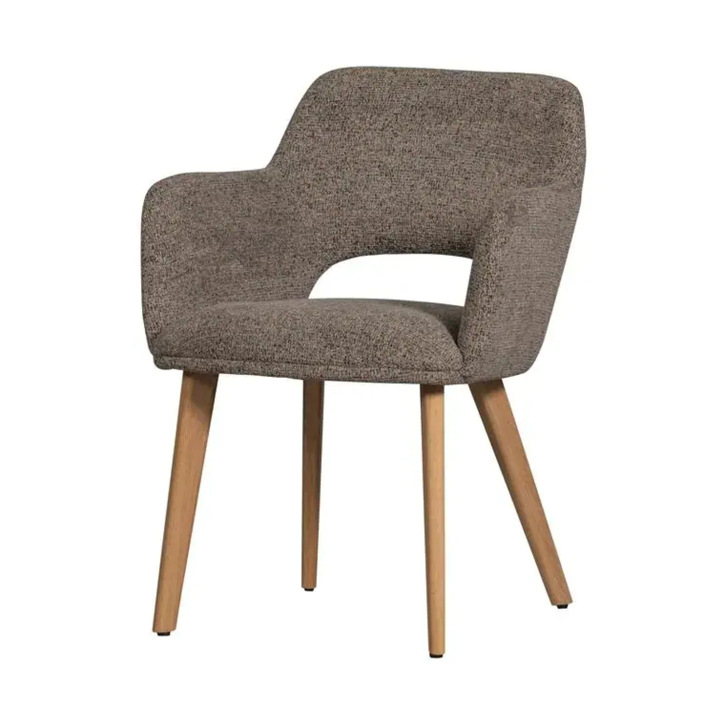 Murat Eetkamerstoel Taupe Met Houten Poot Naturel