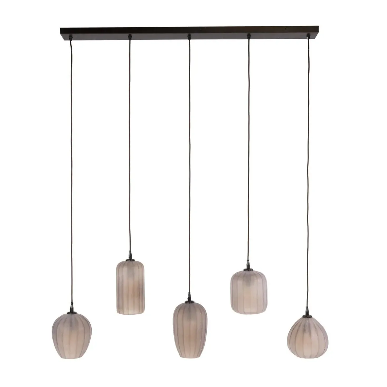 Nevada 5-lichts Hanglamp bruin-frosted glas