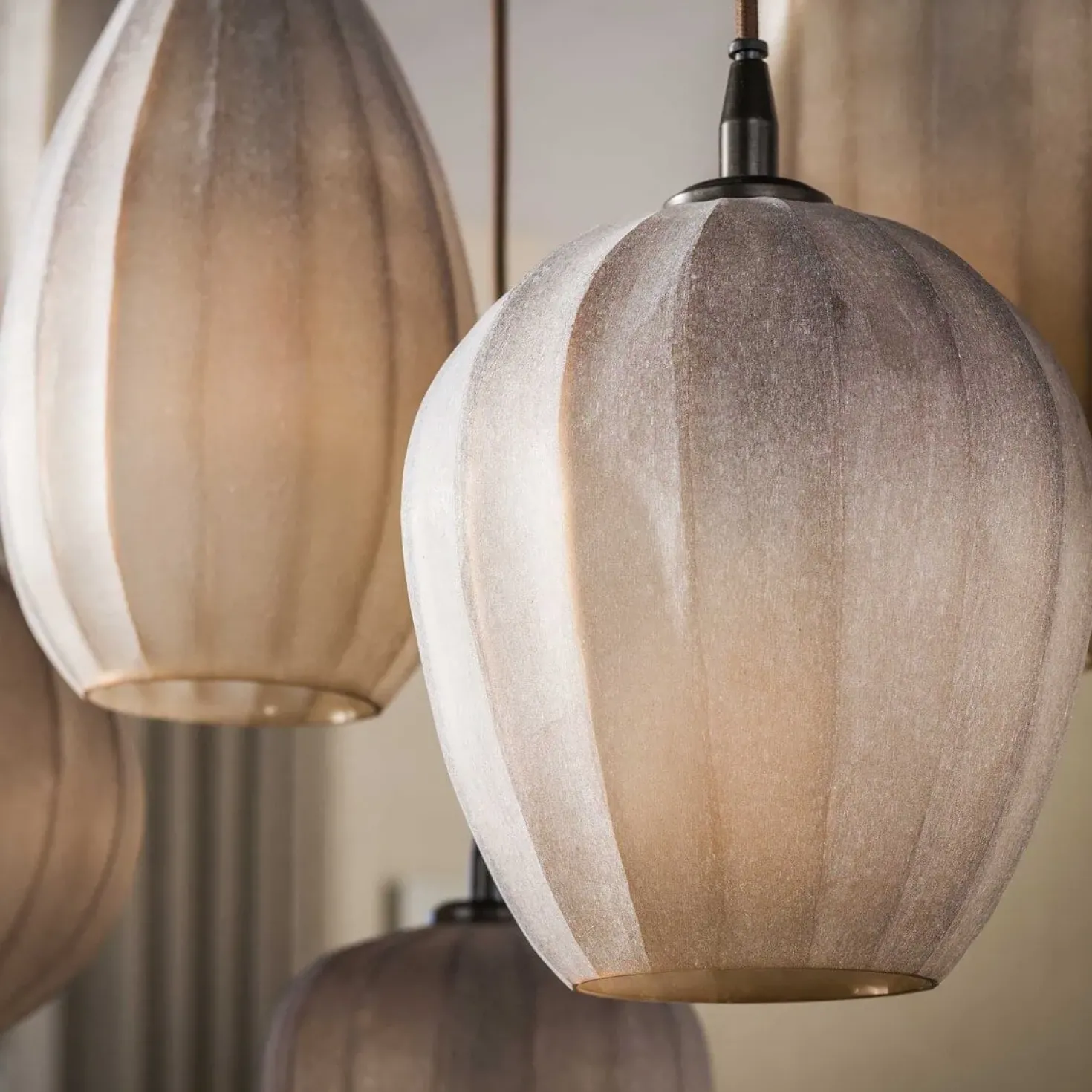 Nevada 7-lichts Hanglamp bruin-frosted glas