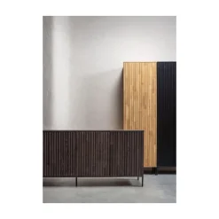 New Gravure Hoge kast met lade grenen zwart 60 cm