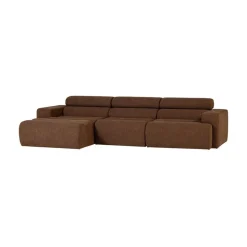 Novi Chaise Longue Bank Links Bouclé Mokkabruin