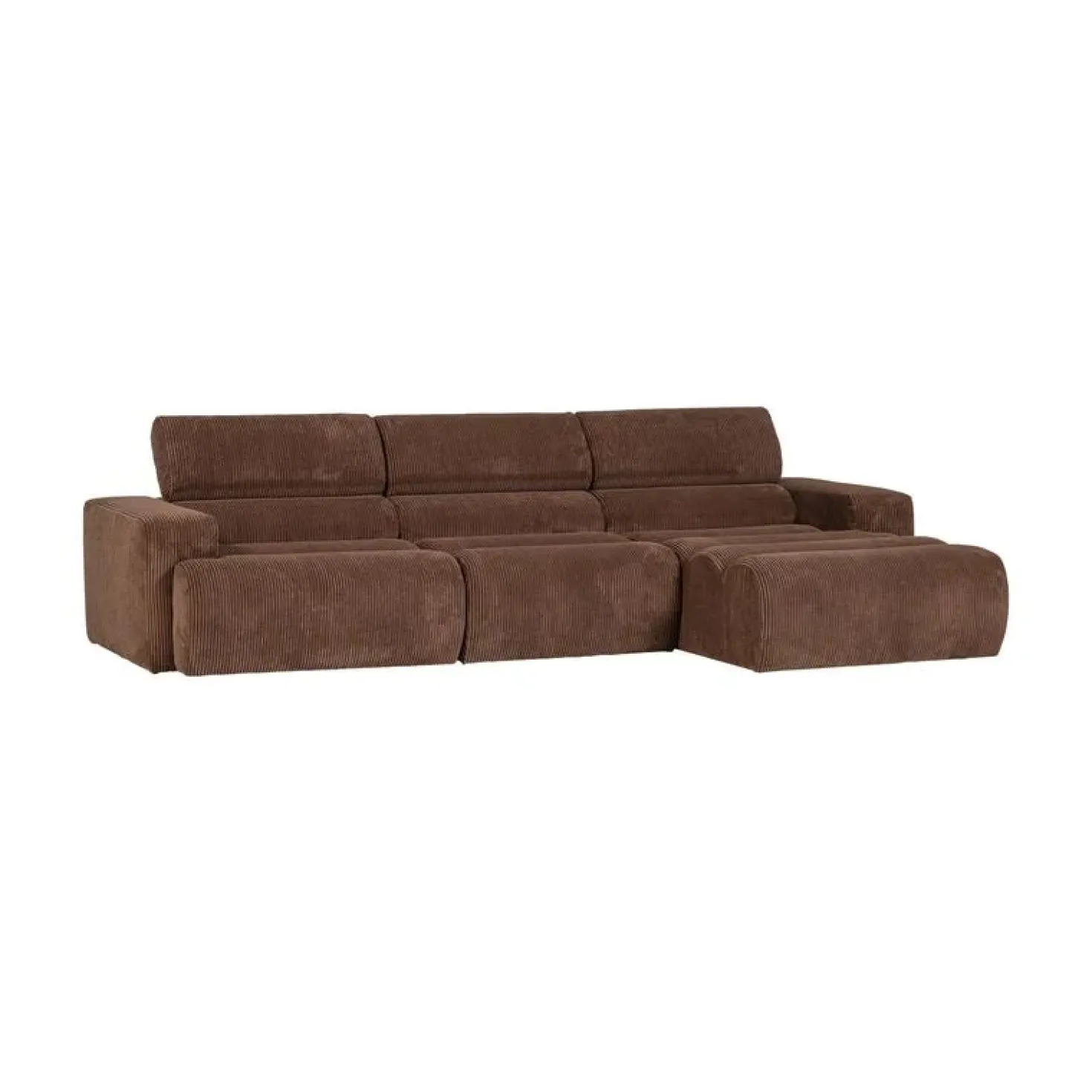 Novi Chaise Longue Bank Rechts Ribstof Mokkabruin