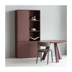 Rhonda Eettafel Rond Eiken Bordeauxrood 129cm