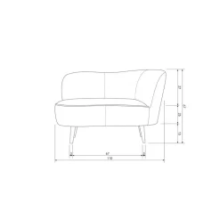 Sara Lounge Fauteuil Rechts Velvet Khaki 112cm