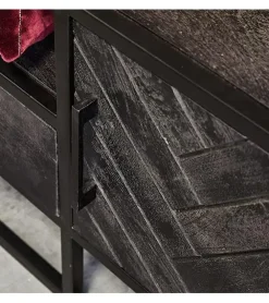 Scandi tv meubel industrieel mangohout visgraat zwart 180cm