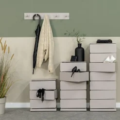 Schoenenkast industrieel Rodman (5 lades) – Taupe metaal