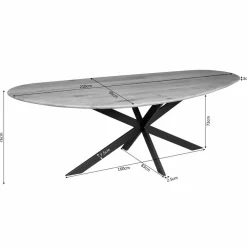 Shane Eettafel Organisch Zwart Eikenhout 210cm