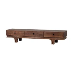 Staes TV Meubel 3 Lades Mangohout Walnoot 180cm